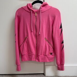 Aviator Nation Pink Hoodie with Black Lightning Accents